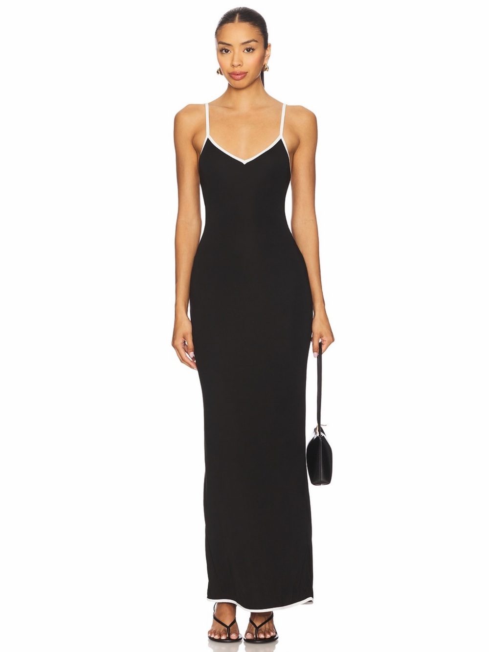 All The Ways Revolve Dakota Black V-Neck Tank Jersey Maxi Dress Size XS NWT